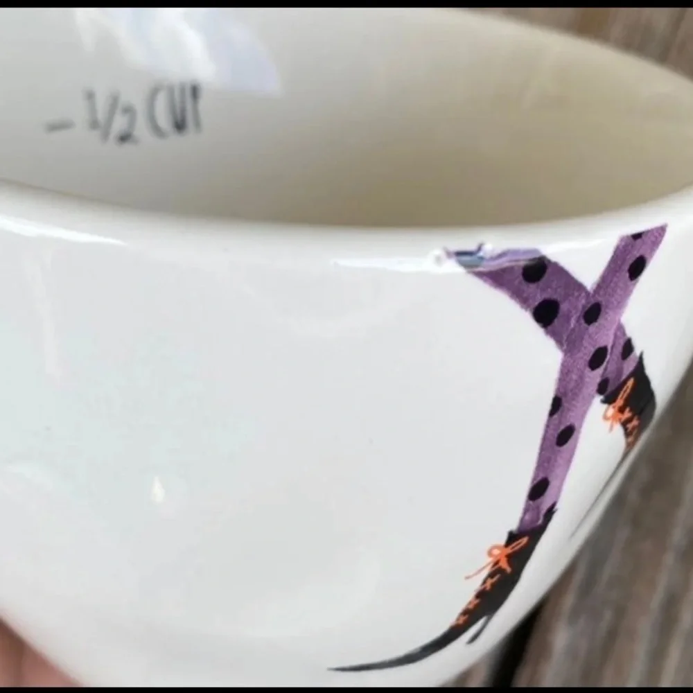 Rae Dunn Measuring Cups Halloween Witch Feet Ceramic Pottery farmhouse Halloween
